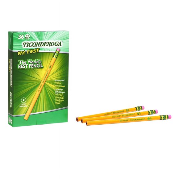 Ticonderoga Pencils with Erasers, #2 Graphite, Yellow, 36 Count