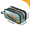 thumbnail image 3 of ALAZA Ship in Sea Pencil Case Bag 3 Compartment Pen Pouch Large Storage Holder Box Organizer, 3 of 8