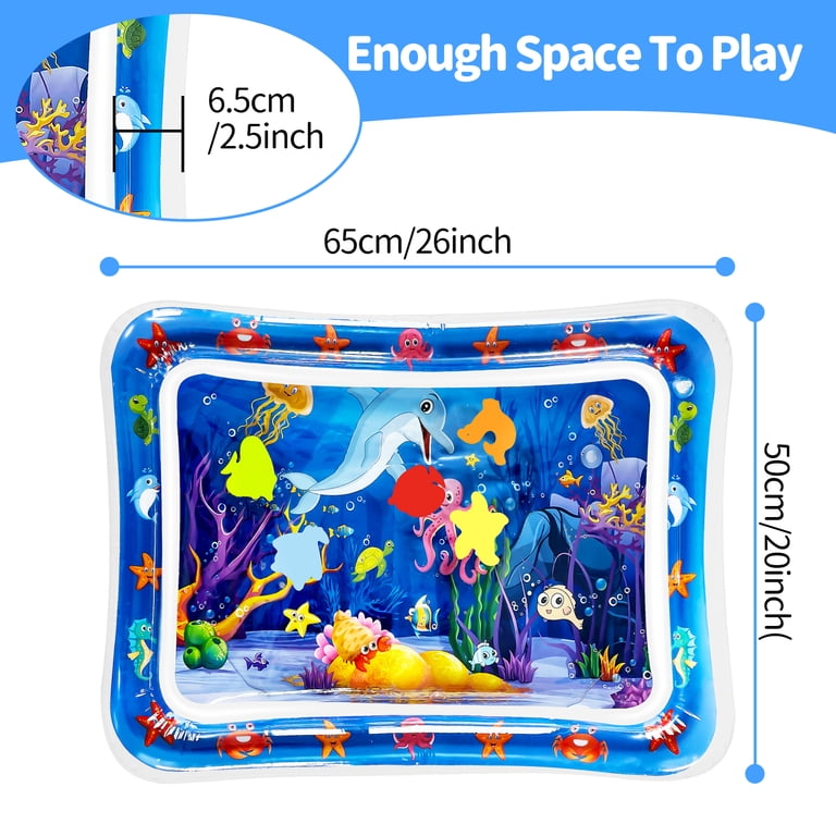 BUSATIA Inflatable Tummy Time Water Mat, Sea Animals photo 4