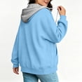 thumbnail image 4 of Kezqiaxn Zip up Hoodie Women Fashion Drawstring Long Sleeve Loose Casual Sweatshirt with Pockets Fall Winter Clothes Light Blue S, 4 of 8