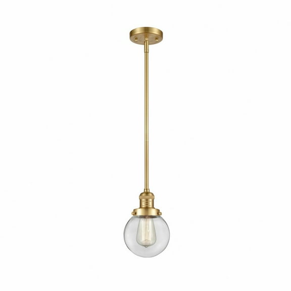 Innovations Lighting  Franklin Restoration Beacon 1 Light 6" Stem Hung Mini Pendant Clear/Satin Gold