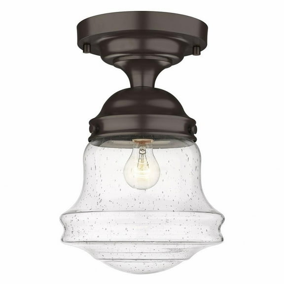 1 Light Flush Mount in Industrial Style-15.75 inches Tall and 10.5 inches Wide-Bronze Finish-Clear Seedy Glass Color Bailey Street Home