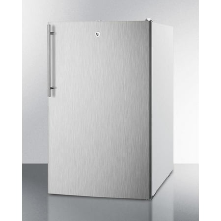 Ada Compliant Handle (CM411LSSHVADA 20 Medically Approved & ADA Compliant Compact Refrigerator with 4.1 cu. ft. Capacity Professional Vertical Handle Interior Light and Manual Defrost in Stainless)
