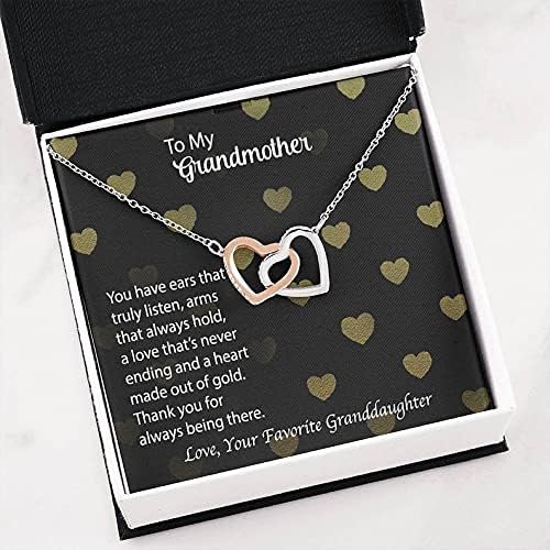 To My Grandmother Necklace Interlocking Hearts Necklace Message Card Gift from Granddaughter Graduation Engagement Christmas Valentines Mothers Day Thank you for always being there