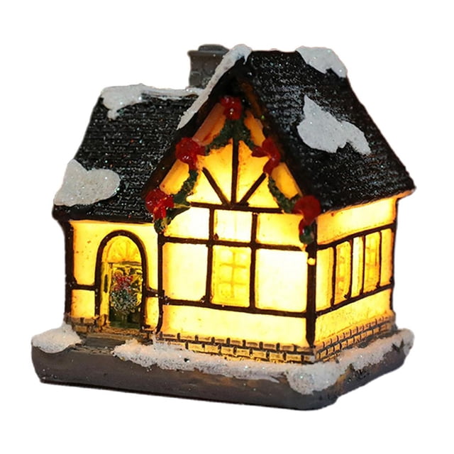 Decoración Navideña en Miniatura Mini Casa LED Decoraciones Navideñas Sunnimix Casa de miniaturas de resina