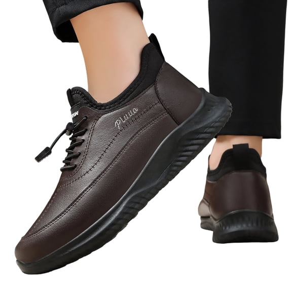 Willtoo Mens Winter Boots Waterproof Casual Fleece Lined Windproof Snow Cotton Shoes Quick Elastic Lace Anti-Slip Thermal Walking Sneakers for Office Cold Weather