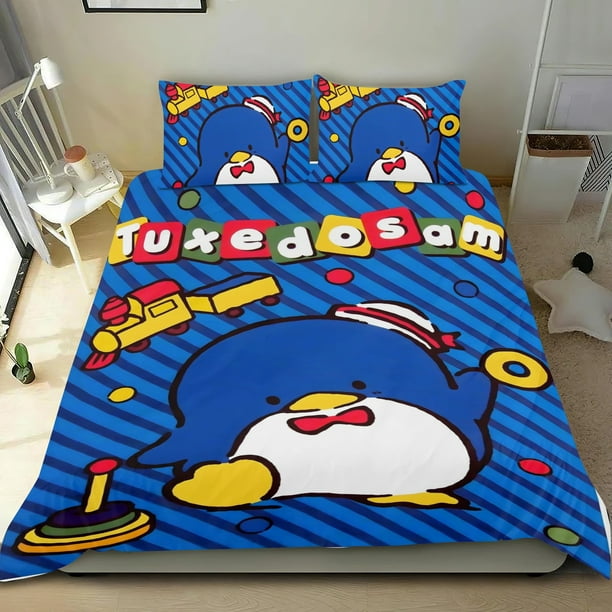 Tuxedo Sam Conjunto de sábanas temático, trío de piezas, cómodo y amigable con la piel, diseño único, regalo de decoración para el hogar para familiares, amigos y fans,135cm *200cm