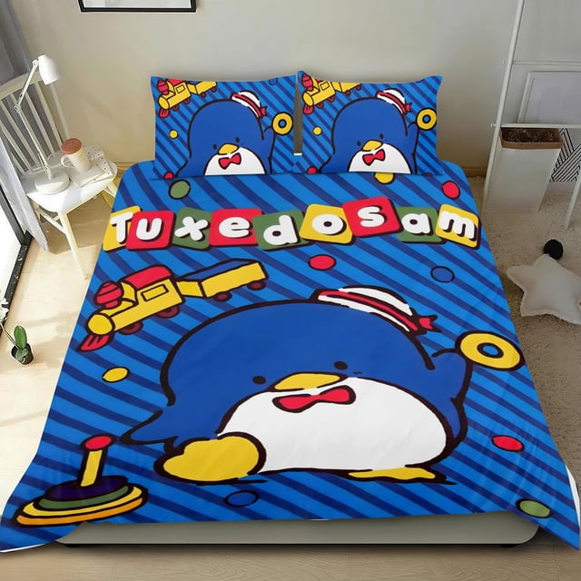 Tuxedo Sam Conjunto de sábanas temático, trío de piezas, cómodo y amigable con la piel, diseño único, regalo de decoración para el hogar para familiares, amigos y fans,135cm *200cm