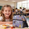 thumbnail image 4 of Tutolipy Golden Retriever School Backpack Set with Lunch Bag Pencil Case 3 Pcs Floral Printed Backpack and Lunch Box Set for Boys Girls Lightweight Schoolbag Bookbag Set, Purple, 4 of 7