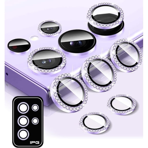 IPG ProLENS Diamond FRAME Camera Lens Protector for Samsung Galaxy S25 Ultra (Purple) Alumina Silicate Tempered Class, HD Clarity, Scratch-Resistant, Individual Lens Cover