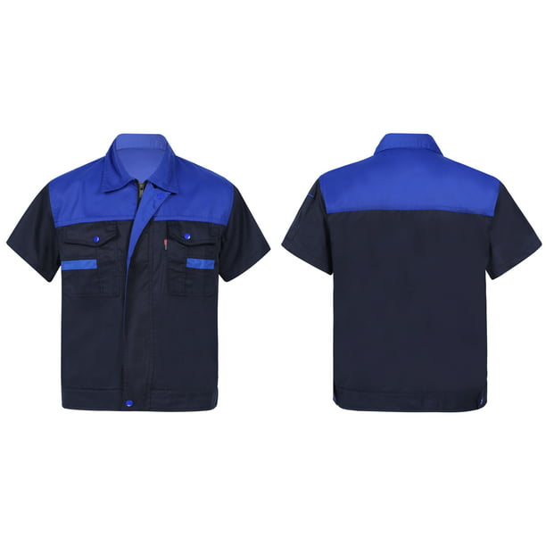 DPOIS Mens Short Sleeve Industrial Work Shirt Motor Mechanic Uniform ...