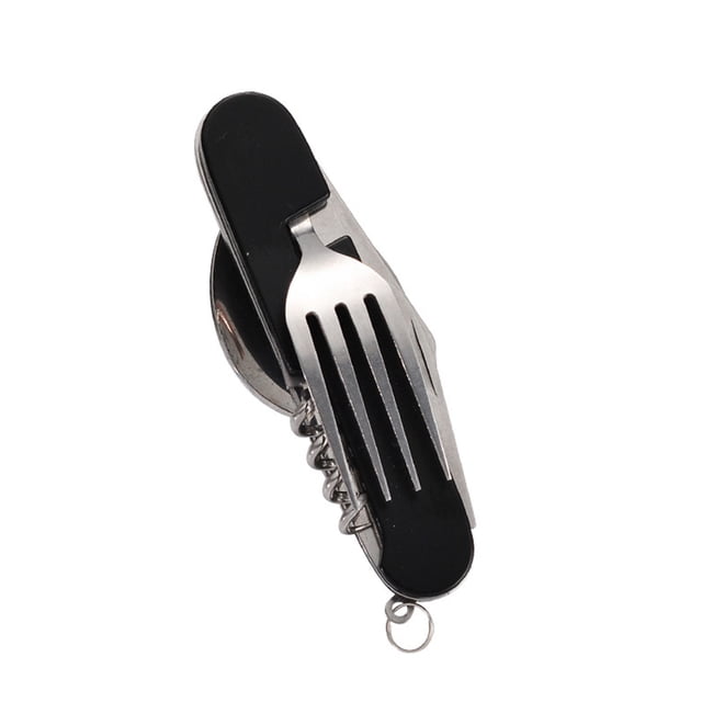 Yatlte Stainless Steel 6-in-1 Portable Camping Utensils, Detachable Flatware Set With Spoon, Fork, Knife, Bottle Opener, Compact Multi Tool For Outdoor Adventures