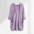 thumbnail image 3 of Plus Size Sweatshirts for Women Long Sleeve Drawstring Comfort Hoodies with Pocket Autumn Casual Loose Pullover Tops S-5XL(Light Purple XXXL), 3 of 3