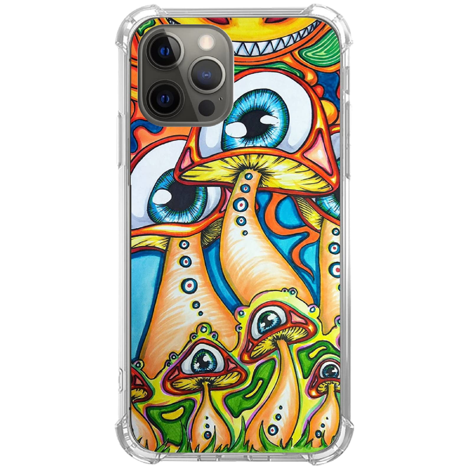 psychedelic trippy mushroom eyes Case for iPhone 13 Pro,Aesthetic Art Design TPU Bumper Cover
