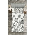 thumbnail image 3 of Ambesonne Rustic Quilted Bedspread Set 2 Pcs, Doodle Swirled Flowers, Twin Size, Black White, 3 of 3