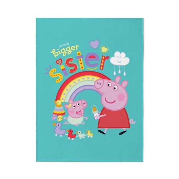 CafePress - Peppa Pig: Even Bigger Sister - Large Plush Fleece Throw Blanket, 80" L x 60" W