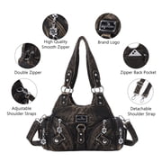 Angelkiss Hobo Shouder Women PU Wallet With Adjustable Shoulder Straps Crossbody Bag Single Shoulder Bag Multiple Pockets