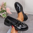 thumbnail image 2 of Miluxas British Style Women's Fashion Loafers, Patent Leather Tassel Loafers, Thick-Soled Loafers, Slip-on Thick-Soled Loafers, Simple Casual Flat Shoes Black 6.5(38), 2 of 7