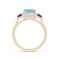 thumbnail image 2 of ANGARA Natural Cushion 1.95 ct Aquamarine & Trillion Tanzanite Three Stone Ring in 14K Rose Gold for Women (Size-8mm) | March Birthstone, Anniversary, Jewelry Gift for Women | Natural Aquamarine Ring, 2 of 11