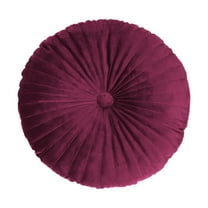 BinKFF Cute Faux Velvet Round Throw Pillow Decorative Round Pleated Throw Pillows Pumpkin Throw Pillows with Center Button Velvet Floor Pillows for Sofa Couch Vanity Chair Bed