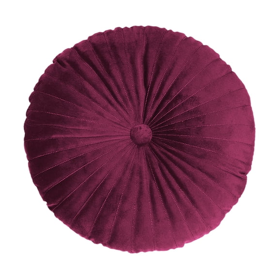 Velvet Round Decorative Throw Pillow, Pleated Pumpkin Shaped Cushion, Button Accent Floor Pillow For Sofa Bedroom