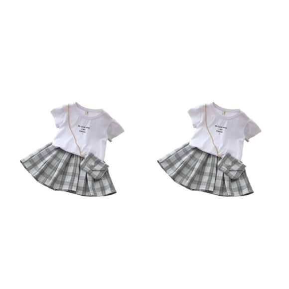 Sonducket Camiseta de verano para niña, conjunto de con cintura elástica, viaje, senderismo, evento, niños, camisetas de cuello , Kit de ropa, Type9 NO9