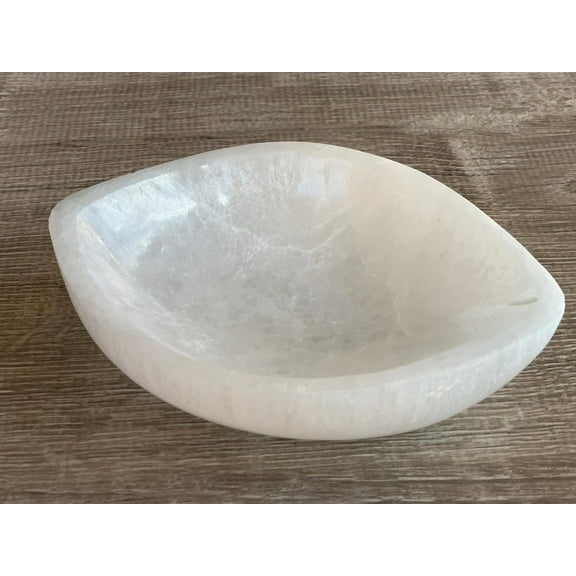 Selenite Eye Shaped Bowl, Gemstone Carved Selenite Crystal