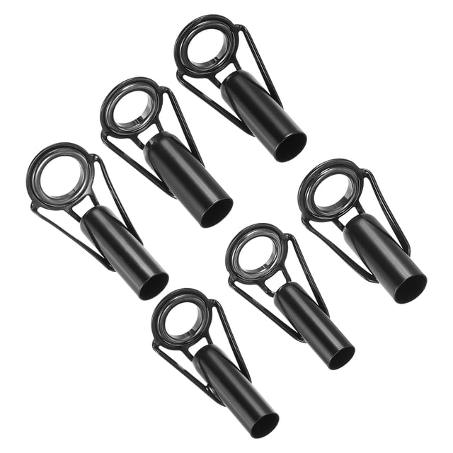 Unique Bargains Kit de Réparation de Pointe de Canne à Pêche en Acier Inoxydable 6.0-8.0mm, Remplacement de Guide d'Anneau de Canne pour Pêche, Noir 6 Pack