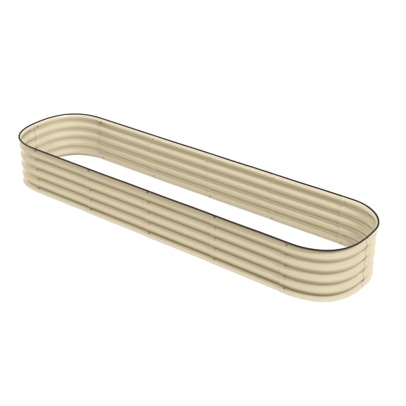 7.9ft Raised Garden Bed Kit, Galvanized Metal Planter Box, Cream White - Outdoor Flower Vegetable Planter with Safety Edging, Modular Design