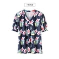 thumbnail image 3 of NFTOEIULA Women Tropical Puffy Short Sleeves V-Neck Blouse, 3 of 6