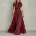 thumbnail image 2 of Tqcoqu Women High Neck Lace Puff Sleeve Maxi Dress,Flowy Formal Plus Size Gown for Women ,Wine Women's XS-XXXXXL, 2 of 6