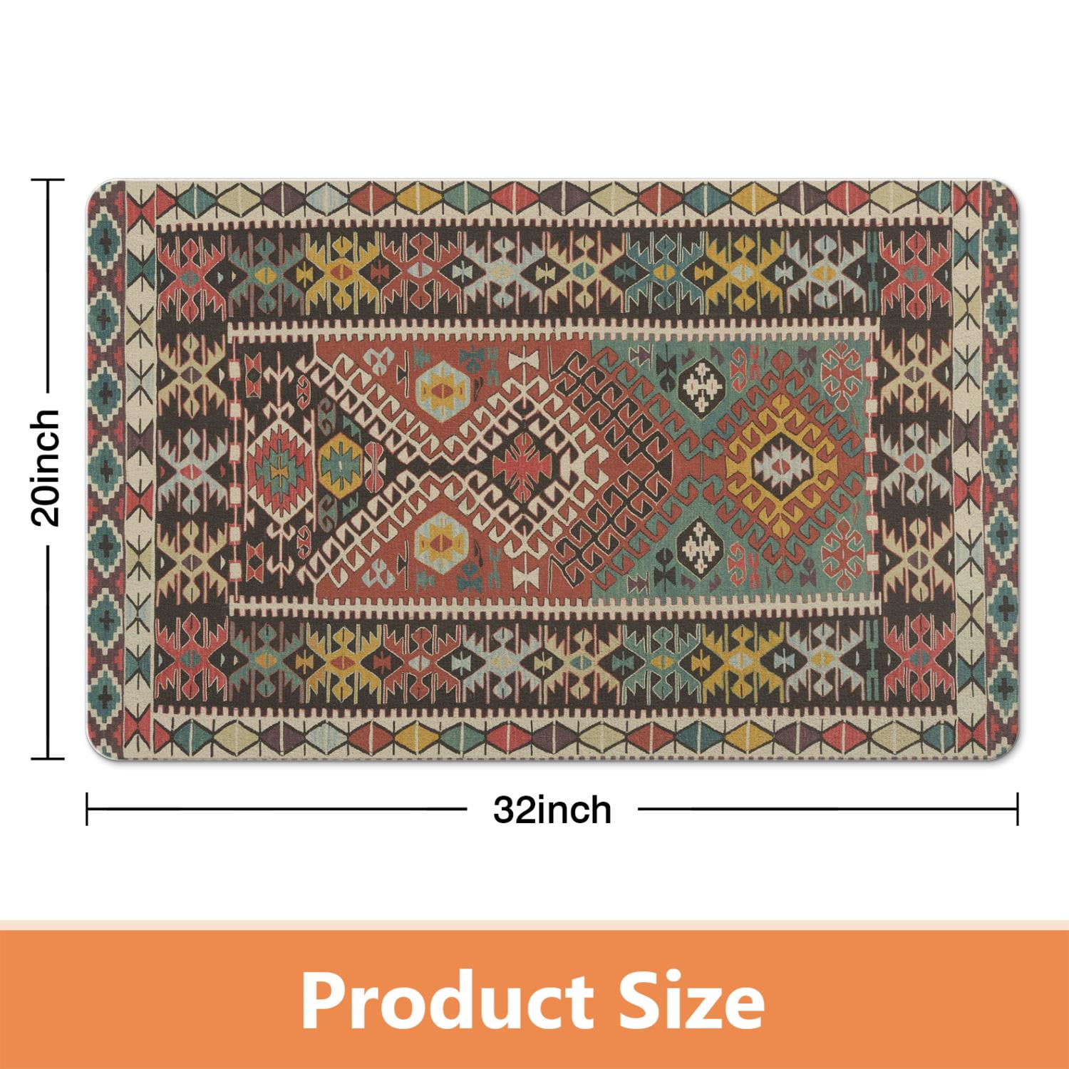 Experience Luxury with our Boho Bathroom Rugs: Non-Slip Aztec Bath Mat, Soft and Absorbent, with Western Geometric Design - Perfect for Modern Farmhouse Decor, 20x32 Inch
