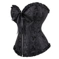 thumbnail image 2 of Women's Corset Bustier Top Lace up Vintage Floral Print Corset Black Overbust Corset S, 2 of 5