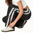 thumbnail image 6 of Lace Side Stripe Sweatpants for Women Ghalytn Drawstring Wide Leg Pants - Loose Casual Trousers with Side Pockets and Split Hem, 6 of 8