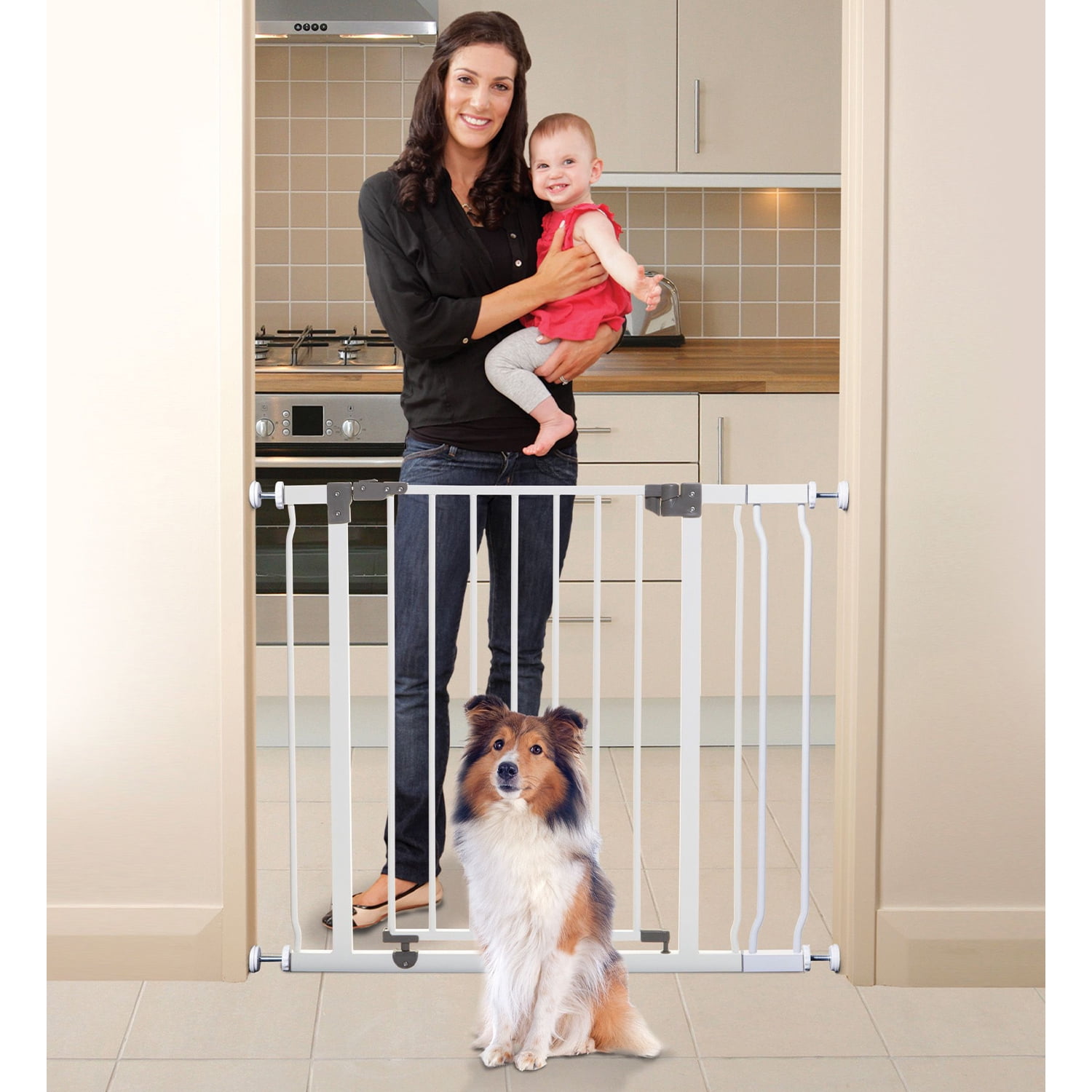 Dreambaby Liberty Walk Thru Auto Close Baby Safety Gate with Stay Open Feature, Fits 29.5-36.5 inch Openings, Pressure Mounted Security Gate