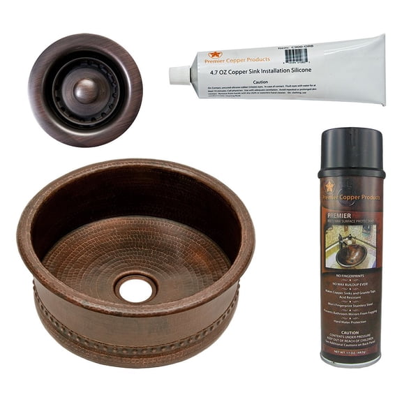 Premier Copper Products BSP5_BV15DB2-B Bar Sink and Drain Package