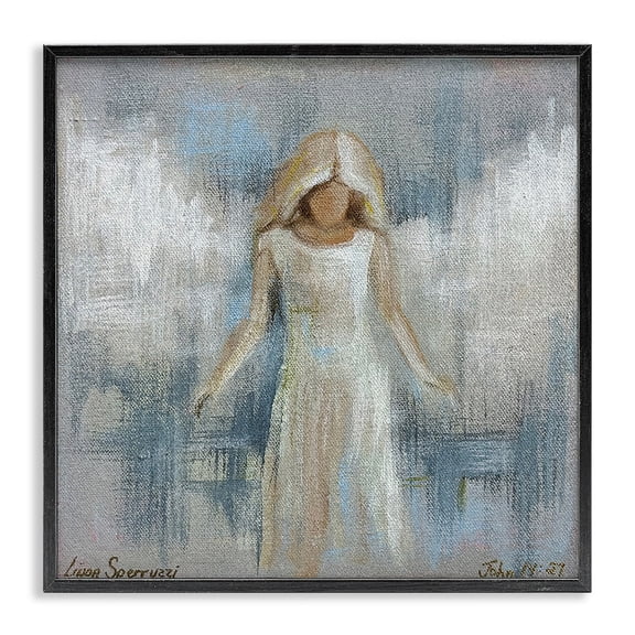 Stupell Industries Ethereal Peace Angel Black Framed Giclee Art, design by Linda Sperruzzi