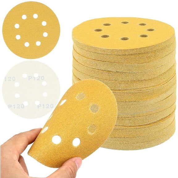 SATC 100Pcs 5 inch 80 Grit 8-Hole Sanding Discs for Orbital Sanders