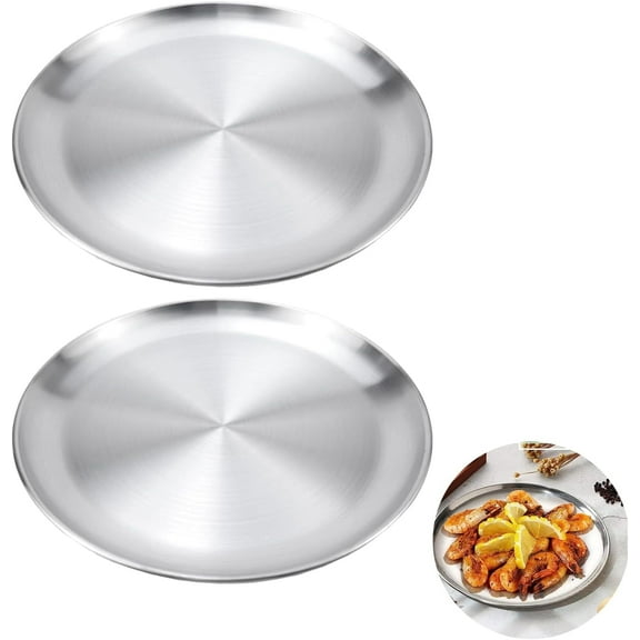 12-Inch Pizza Pan - Stainless Steel Pizza Pan, Grill, Stove, And Campfires - 2pcs, Silver(Send Goods From Local Warehous)