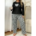 thumbnail image 2 of ValueVibe Plus Size Pajama Sets for Women Long Sleeve Color Block Lounge Sets 2 Piece Print Sleepwear, Grey Leopard, 4XL, 2 of 6