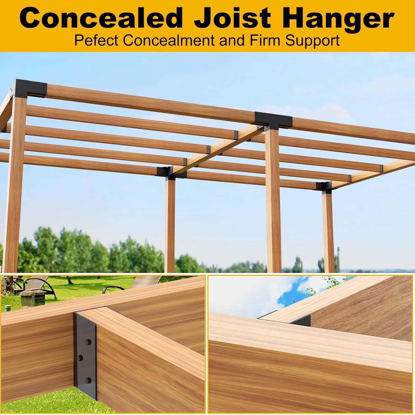 2Pcs Universals Metal Railing Bracket Joists Hanger Bracket Connector Concealed Support Beam Hanger Flange Enduring