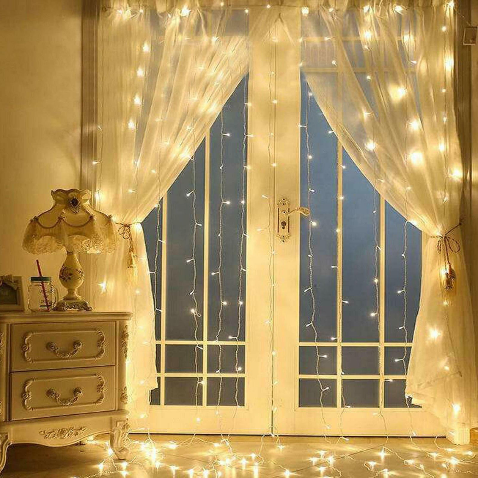 304 LED Christmas Xmas String Fairy Wedding Curtain Light Warm White 9.8ftx9.8ft 
