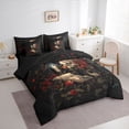 thumbnail image 2 of Homewish Halloween Sugar Skull 7-Piece Twin Bedding,Red Rose Bedding Comforter Set,Gothic Aesthetic Bed Set,Black Reversible, 2 of 8