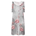 thumbnail image 3 of Flamingo Pattern Print Women's Fashion Casual Dress Summer Stand Up Collar Ruffles Sleeve Dress Elegant Dresses, 3 of 4