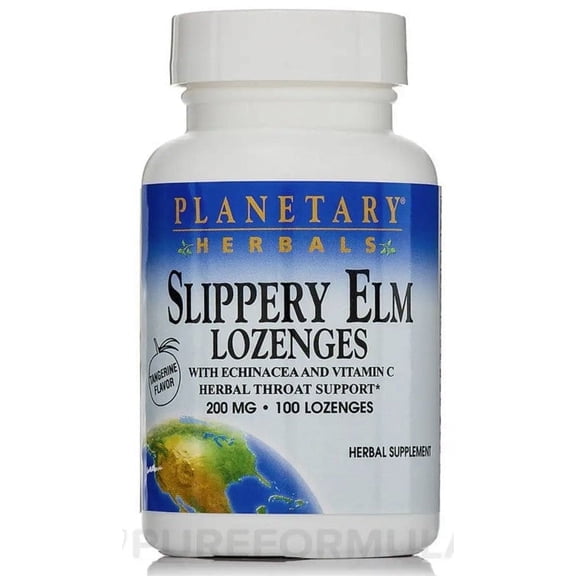 Planetary Herbals Slippery Elm Lozenges with Echinacea, Tangerine Flavored 100 Lozenges