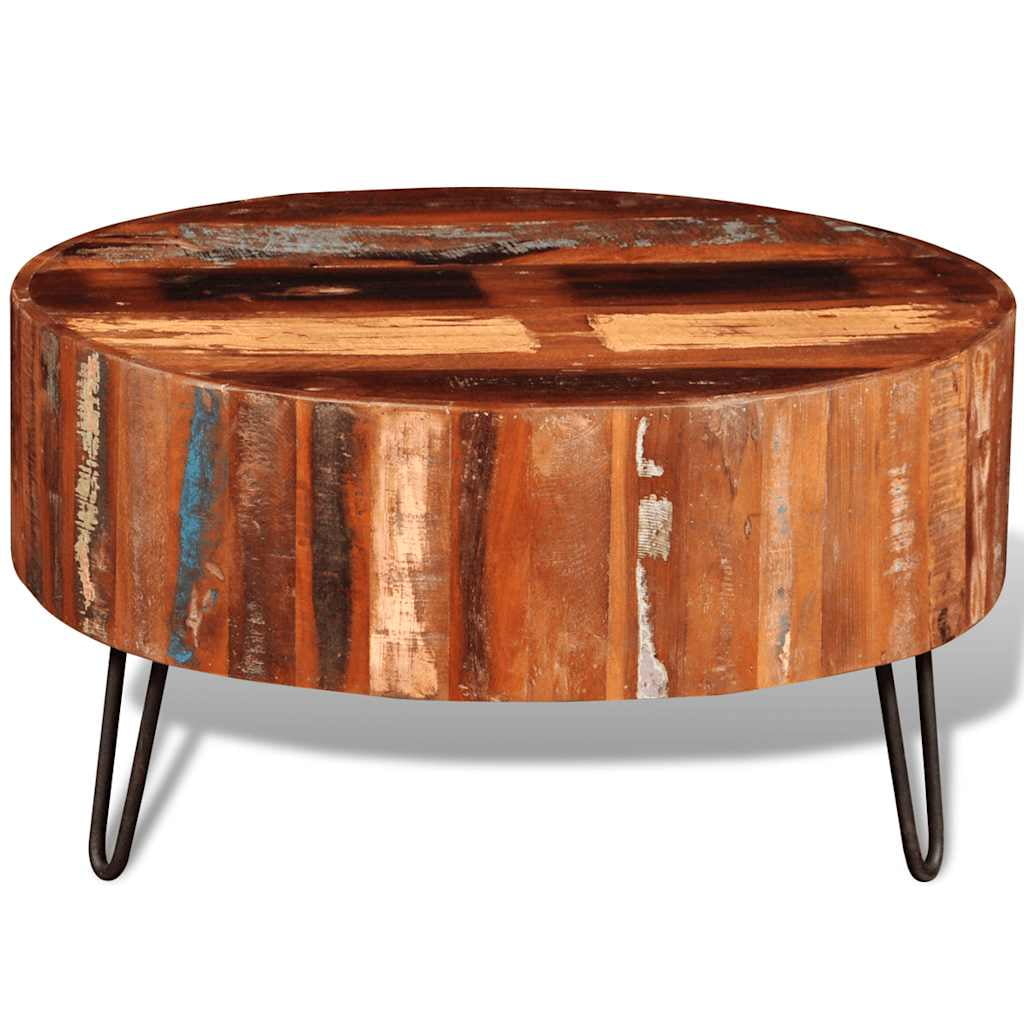 vidaXL 1 Piece Round Coffee Table Solid Reclaimed Wood for Living Room