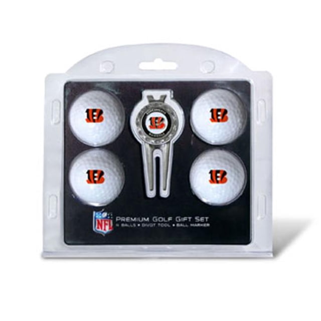 Team Golf Cincinnati Bengals Pack de 4 Balles de Golf et Outil de Plongée Cadeau Ensemble