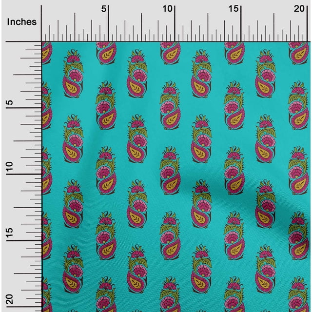 oneOone Georgette Viscose Fabric Leaves|Floral & Paisley Block Printed Craft Fabric BTY 42 Inch Wide