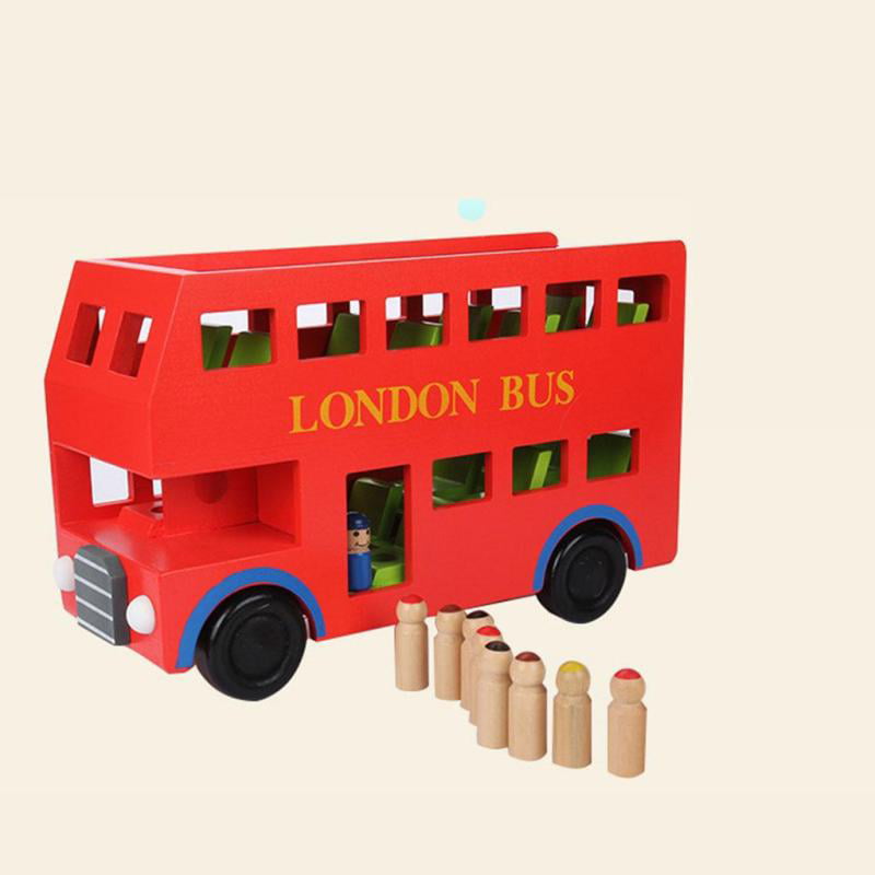 London Bus Model Double Decker Removable Top Deck with 15 Figurines 1/18 Construct Thinking Ability Motor Skills Development -