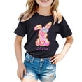 thumbnail image 2 of MUXiin Easter Shirts for Girls Cartoon Bunny Short Sleeve T Shirt Top Fashion Casual Easter Day Vacation Tops T-Shirt Boys & Girls Shirts Easter Gifts for Boys(Black,6-7 Years), 2 of 4